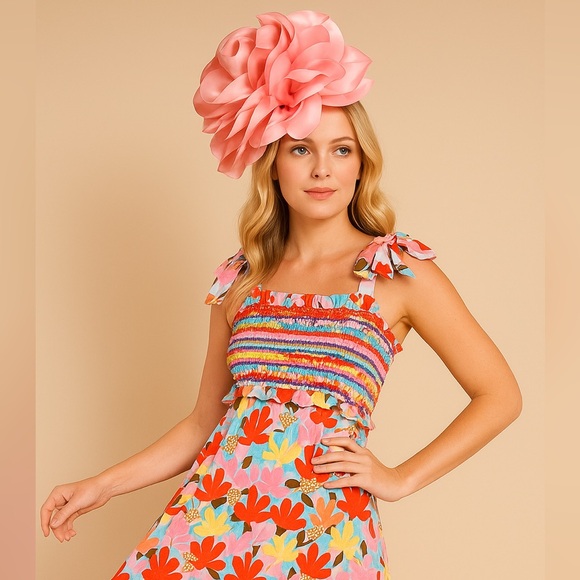 Kentucky Derby Hat Big Pink Floral Flower Fascinator Headband Kentucky Oaks